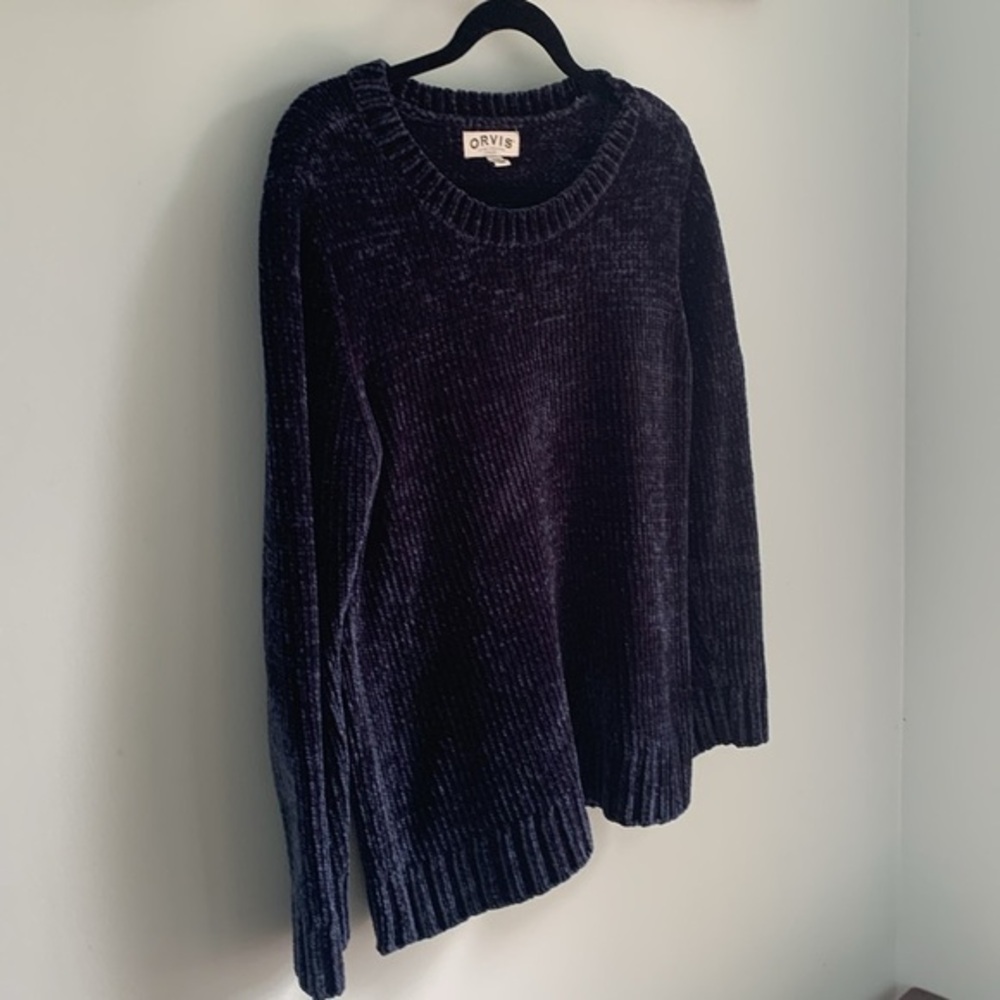 M deep blue chenielle sweater-Orvis